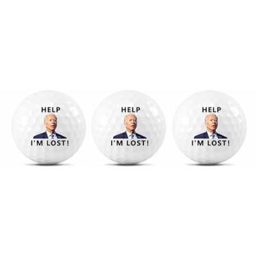 Imagem de Lymhy Pacote com 3 bolas de golfe Biden engraçadas confusas Joe Biden Help I'm Lost Cute Novelty Bolas de golfe presentes