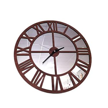 Imagem de Relógio de parede, relógio de parede, design numeral romano, relógio de parede acrílico de madeira, estilo criativo moderno, usado para relógio de parede decoração de sala de estar (marrom/prata 35
