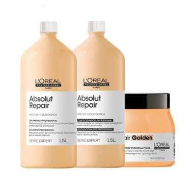 Imagem de Kit L'Oréal Pro Serie Expert Absolut Repair Gold Quinoa – Shampoo e Condicionador e Máscara 500g-Unissex