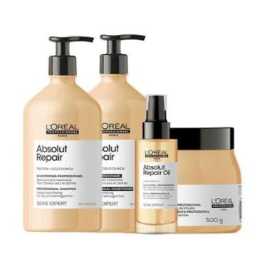 Imagem de Kit L'Oréal Pro Serie Expert Absolut Repair Gold Quinoa - Shampoo e Condicioandor e Máscara e Óleo-Unissex