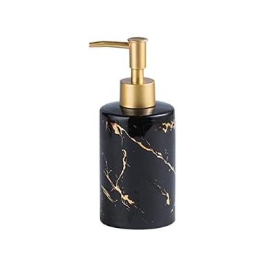 Imagem de Porta Sabonete Líquido Dispensador de sabão garrafas padrão de textura de mármore dispensador de sabão cerâmico para banheiro cozinha garrafa líquida 310ml Banheiro(Color:Black)