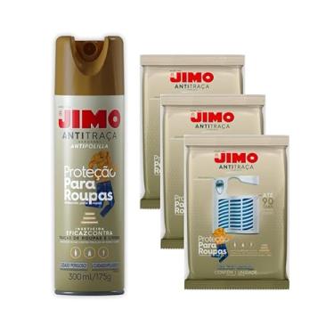 Imagem de Kit Antitraça Jimo 1 Anti Traças 300ml e 3 Anti Traças Cartela Proteção Para Roupas e Livros