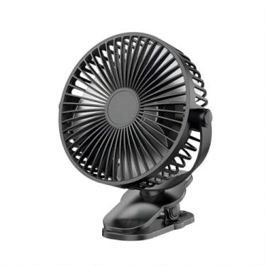Imagem de KONPWAY Ventilador compacto com clipe operado por bateria, ventilador pessoal portátil de 5000 mAh de 15 cm para ambientes externos, carrinho de bebê, assento de carro, academia - preto