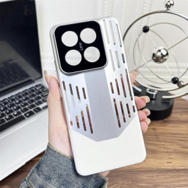 Imagem de Capa de telefone de dissipação de calor de esqueleto de luxo para Xiaomi 14 13 Pro 14Pro 13Pro Protetor de câmera de lente completa Capa de resfriamento respirável, branca, para Xiaomi 14