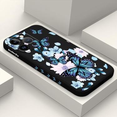 Imagem de LEECG Capa para iPhone 12 Pro, capa de telefone de borracha de silicone líquida fina e fina para iPhone 12 Pro 6,1 polegadas - aurora borboleta preta