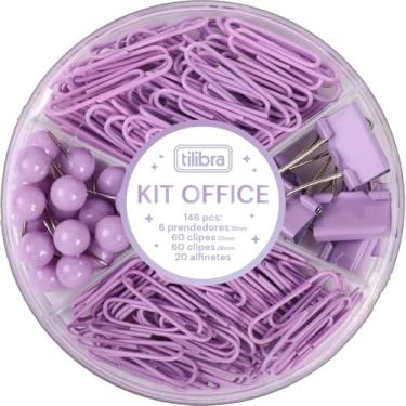 Imagem de Tilibra - Kit Clips, Prendedor para Papel e Alfinete Lilás