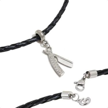 Imagem de GRANADO ACESSÓRIOS, Colar Gargantilha de Barbeiro Navalhete Couro Trançado Navalha - AM