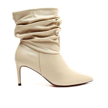 Imagem de Bota Couro Off White Cano Curto Slouchy Cecconello 1869007-29