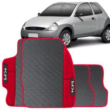 Imagem de Lindo jogo tapete 4 peças carro automotivo  na cor vermelho ford ka 19