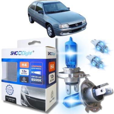 Imagem de Kit par lâmpadas super branca conector h4 8500k shocklight + par leds 