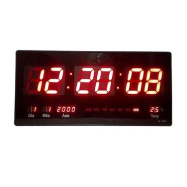 Imagem de Relogio De Parede Digital Led Grande Com Temperatura Data E Alarme Para Cozinha Escritório Academia Eletrônico Moderno Sala 46cm