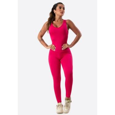 Imagem de Macacão longo Feminino Costas Aberta Fitness Academia - blees, Rosa, G