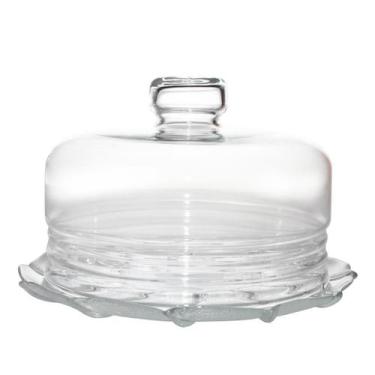 Imagem de Queijeira De Vidro Transparente Prato Detalhado 11,5X17Cm - Lu