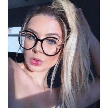 Imagem de Armação Óculos Grau Clipon Sol Feminino Redondo Palm Around Preta - Pa