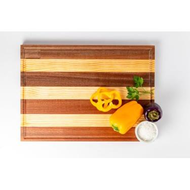 Imagem de Tábua de Corte de Alimentos Tabua de Churrasco 42x30cm - Madeira
