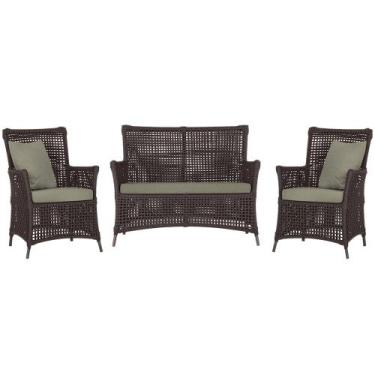 Imagem de Jogo Sofá e 2 Poltronas de Área Igapó Alumínio Pintura Marrom Corda Ná