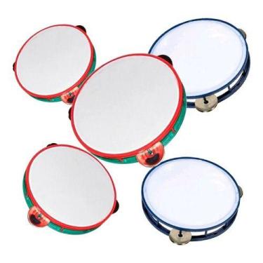Imagem de Kit 5 Pandeiro Educativo Brinquedo Infantil Musical Sortido - Amar é
