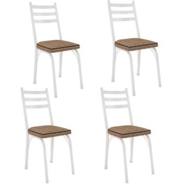 Imagem de Kit 4 Cadeiras para Cozinha Tubular D-13 Nara de Aço - Artefamol, Bran