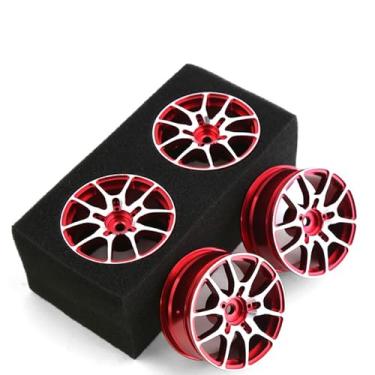 Imagem de Chanjorlin 1/10 RC On Road Drift Wheels Rims Hex 12mm Metal Rally Racing Hubs for 1:10 Scale Touring Street Car Tires Tyres Tamiya TT01 TT02 HSP 2S 3S Brushless HPI KYOSHO XV02 XV01 4PCS (Red)