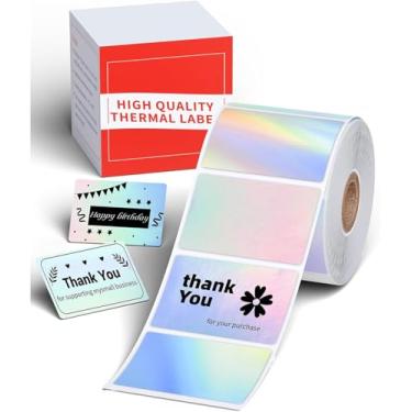 Imagem de Etiqueta M110, etiquetas térmicas M100/M220 - 40 x 30 mm (1,57 "x1,18") papel adesivo holográfico à prova d'água compatível com Phomemo M100 M110 M150 M160 M220 M221 M250 M260 Fabricante de etiquetas