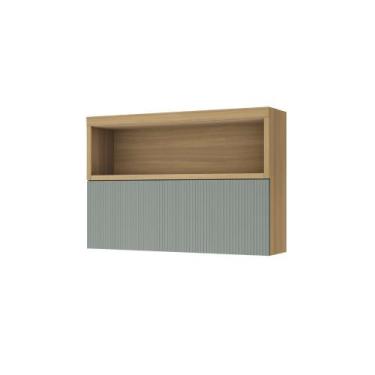 Imagem de Armário Aéreo 120cm 1 Porta 100 MDF Marquesa Nesher, Amadeirado Nature
