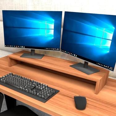 Imagem de Suporte p/ Telas MDF Mesa Escritório 80cm x 20cm Nogal F5 - F5 Office,