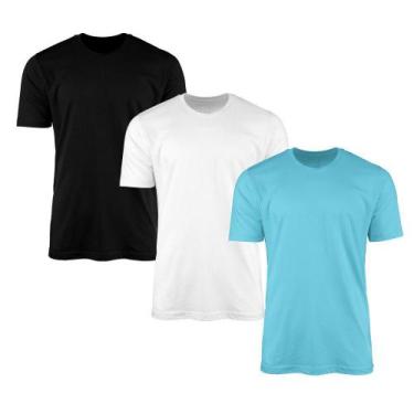 Imagem de Kit 3 Camisetas AMGK Masculina Lisa Básica 100% Algodão, Masculino, Pr