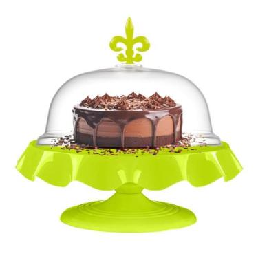 Imagem de Boleira Com Cúpula - Bandeja Para Bolo e Doces - Beva, Amarelo Neon