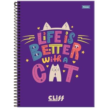 Imagem de Caderno Espiral Foroni Universitário | Capa Dura Cliff Feminino 12 Matérias 192 Folhas - Embalagem com 4 Unidades