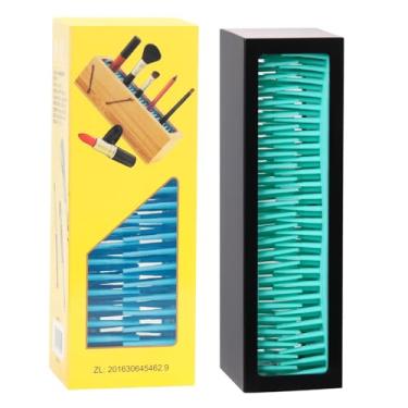 Imagem de DUcare Porta-pincéis de maquiagem, organizador profissional de silicone, secagem ao ar para bancada, recipiente de exibição de cosméticos, solução de armazenamento, preto e azul