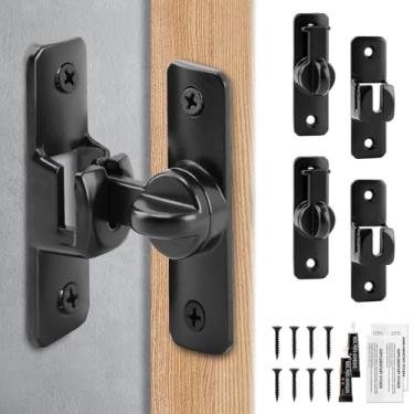 Imagem de 2 travas de fechadura de porta de celeiro, fechadura de porta de celeiro dobrável de 90/180 graus, fechadura de porta deslizante de celeiro com privacidade para casa, trava de segurança de porta