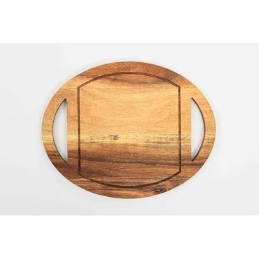 Imagem de WOODLERY Série de tábuas de corte, tábuas de corte de madeira de acácia, tábua de charcutaria, tábua de madeira orgânica, ideal para cortar carne, frutas, queijo 33 x 26 cm