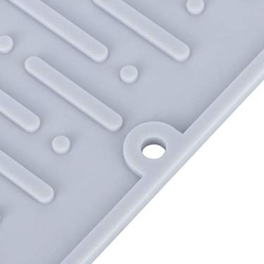 Imagem de Tapete de rack de drenagem, almofada de silicone de textura macia e ecologicamente correta com 2 furos dobráveis, para limpeza rápida de cozinha(Tapete de dreno de duplo furo)