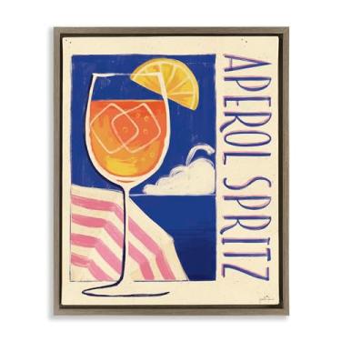 Imagem de Stupell Industries Arte de parede retrô Aperol Spritz Brown Floater em tela emoldurada por Janelle Penner, 17 x 21