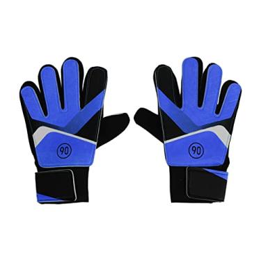 Imagem de QANYEGN Luvas de Goleiro Infantil Azul e Branco, Luvas de Goleiro de Futebol para Crianças, Unissex, Tipo 5 (8,3 x 8,3 x 3,5 pol.)