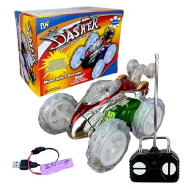 Imagem de Carrinho de Controle Remoto Maluco com Giro 360°, LED, 4 Canais, 11x8x14,8 cm, Vermelho e Azul