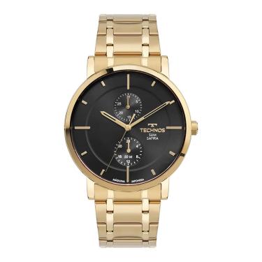 Imagem de Relógio TECHNOS masculino slim safira dourado preto 6P23AP/1P