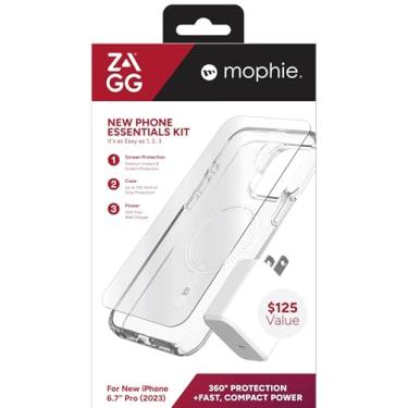 Imagem de ZAGG Kit essencial de telefone e mophie para iPhone 15 Pro Max Glass + protetor de tela Defense Crystal Palace, carregador Mophie Speedport 30W GaN – Proteção 360° + potência rápida e compacta