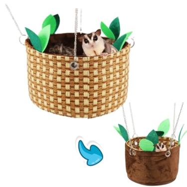 Imagem de Cama giratória reversível 2 em 1 para cama de balanço para casas, gaiola de rede suspensa para papagaio, calopsita, esquilo, rato, chinchila, adequada para todas as estações (médio)