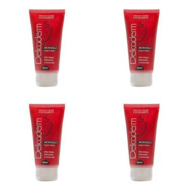 Imagem de Kit 4 Und Sabonete Líquido Delicaderm Esfoliante Morango 180ml