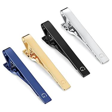 Imagem de LOYALLOOK Conjunto de prendedores de gravata com iniciais para homens exclusivo, azul, prata, preto, ouro, prendedor de gravata acessórios para terno presente de dia dos pais, Metal, Cobre