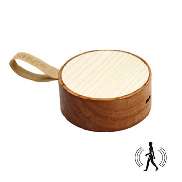 Imagem de Luminária de parede redonda LED de madeira para ambientes internos com detector de movimento, luz noturna moderna com bateria de 3000K, recarregável por USB, luminária de parede com iluminaç