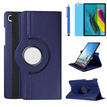Imagem de Capa para Samsung Galaxy Tab A9+/A9 Plus 28 cm 2023 (SM-X210/X216/X218), suporte giratório de 360 graus, capa protetora inteligente, com caneta Stylus, película de tela (azul)