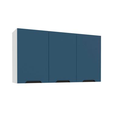 Imagem de Armário Aéreo Meena 3 Portas Azul e Branco