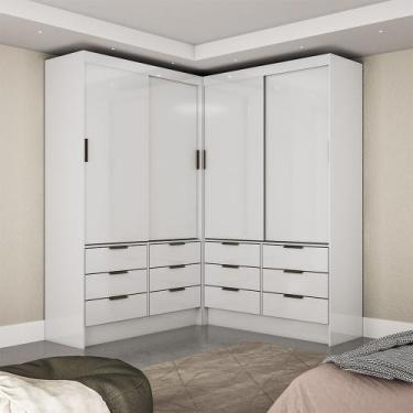 Imagem de Closet Casal Duplo Sevilha 4 Portas 12 Gavetas Carioca Móveis, Branco