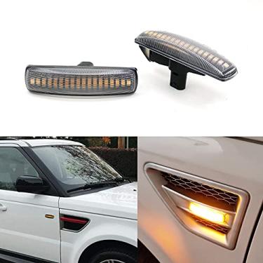 Imagem de Xinctai 2 peças de lentes fumê dinâmicas de LED para luzes laterais de seta pisca-pisca sequencial de fluxo para Range Rover Sport L320, LR2 Freelander 2 L359, LR3 LR4 Discovery 3 4 L319 (lentes transparentes)