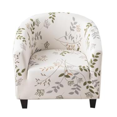 Imagem de CRFATOP Capa macia para cadeira de clube, capa elástica para cadeira de barril, estampada, capas redondas para sofá, poltrona, elastano, protetor de móveis removível para sala de estar, C01