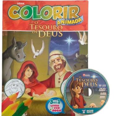 Imagem de Série Colorir Animada O Tesouro Deus 3 Em 1 Livro +Vdc +Jogo