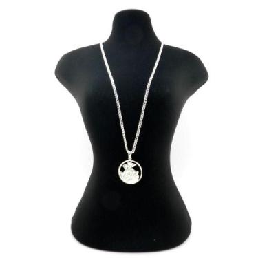 Imagem de Corrente Masculina 60Cm 3Mm São Jorge Folheada Prata Cr846 - Wnbijoute