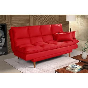 Imagem de Sofá Cama Andorra 3 Lugares Reclinável com 3 Posições Diferentes em Veludo 12 Cores (VERMELHO 373)